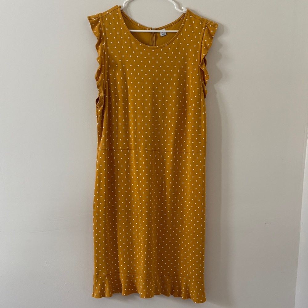 Old Navy Yellow Polka Dot Midi Dress